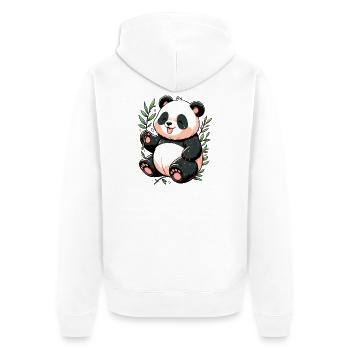 Panda - Unisex Premium Bio Zip Hoodie - Weiß - Hinten - Thijin (182cm)