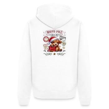 Nordpol Highlandrind Weihnachtsdesign - Unisex Premium Bio Zip Hoodie - Weiß - Hinten - Thijin (182cm)