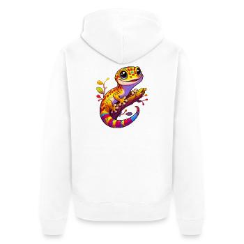 Gecko - Unisex Premium Organic Zip Hoodie - white - Back - Thijin (182cm)