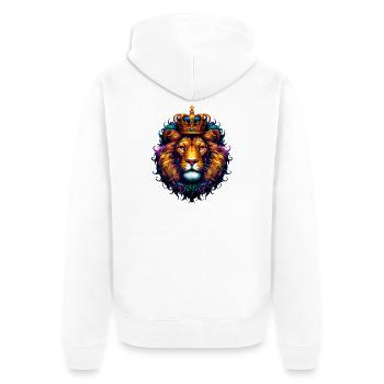 Löwe - Unisex Premium Bio Zip Hoodie - Weiß - Hinten - Thijin (182cm)