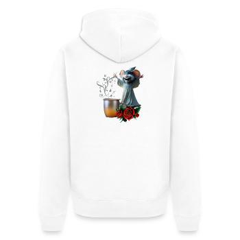 Mouse in Nightgown: The Night of Crazy Melodies. - Unisex Premium Organic Zip Hoodie - white - Back - Thijin (182cm)