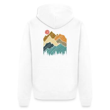 Berg-Sonnenuntergang-Silhouette - Unisex Premium Bio Zip Hoodie - Weiß - Hinten - Thijin (182cm)