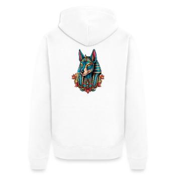 Illustration von Anubis - Unisex Premium Bio Zip Hoodie - Weiß - Hinten - Thijin (182cm)