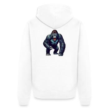Gorilla - Unisex Premium Bio Zip Hoodie - Weiß - Hinten - Thijin (182cm)