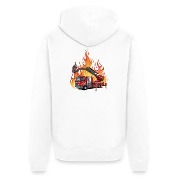 Feuerwehr und Flammen - Unisex Premium Bio Zip Hoodie - Weiß - Hinten - Thijin (182cm)