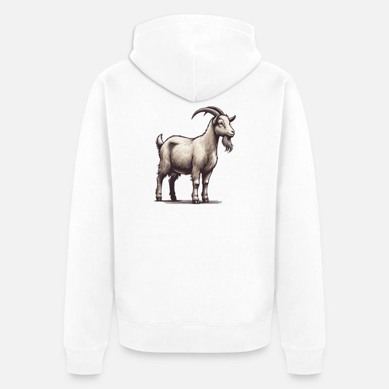 Ziege - Unisex Premium Bio Zip Hoodie - Weiß