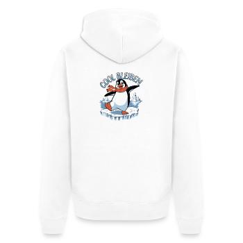 cool bleiben - Unisex Premium Bio Zip Hoodie - Weiß - Hinten - Thijin (182cm)