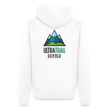 Ultra-Trailrunner - Unisex Premium Bio Zip Hoodie - Weiß - Hinten - Thijin (182cm)