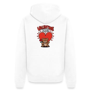 Valentine Vibes für verliebte zu Valentinstag - Unisex Premium Bio Zip Hoodie - Weiß - Hinten - Thijin (182cm)