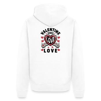 Valentine Vibes für verliebte zu Valentinstag - Unisex Premium Bio Zip Hoodie - Weiß - Hinten - Thijin (182cm)