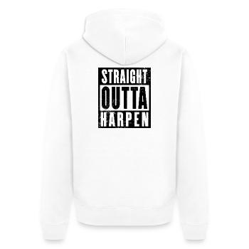 Straight outta Bochum Harpen Ruhrpott Ruhrgebiet - Unisex Premium Bio Zip Hoodie - Weiß - Hinten - Thijin (182cm)