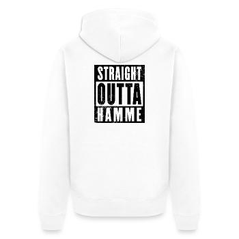 Straight outta Bochum Hamme Ruhrpott Ruhrgebiet - Unisex Premium Bio Zip Hoodie - Weiß - Hinten - Thijin (182cm)