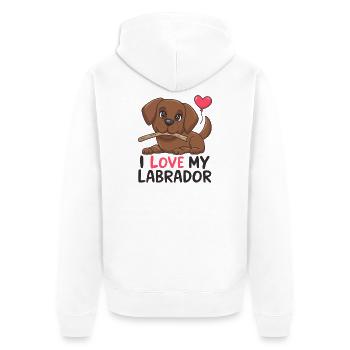 Entzückender Labrador-Welpe mit Herzballon - Unisex Premium Bio Zip Hoodie - Weiß - Hinten - Thijin (182cm)