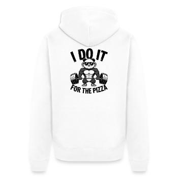 Je le fais pour le bodybuilder Pizza Barbell - Veste à capuche bio Premium Unisexe - blanc - Dos - Thijin (182cm)
