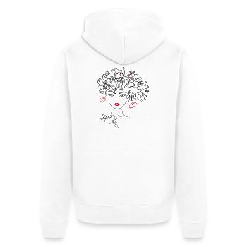 Woman's head with flowers - Unisex Premium Organic Zip Hoodie - white - Back - Thijin (182cm)