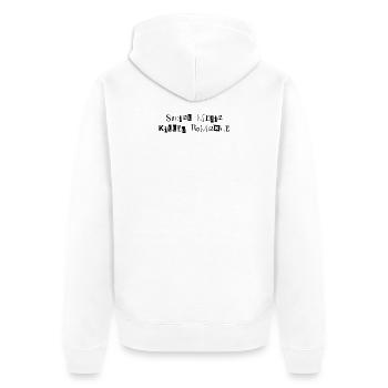 SOCIAL MEDIA KILLED ROMANCE - Unisex Premium Bio Zip Hoodie - Weiß - Hinten - Thijin (182cm)