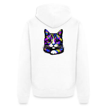 Cat - Unisex Premium Organic Zip Hoodie - white - Back - Thijin (182cm)
