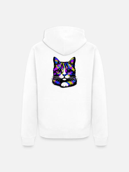 Cat - Unisex Premium Organic Zip Hoodie - white