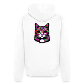 Katze - Unisex Premium Bio Zip Hoodie - Weiß - Hinten - Thijin (182cm)