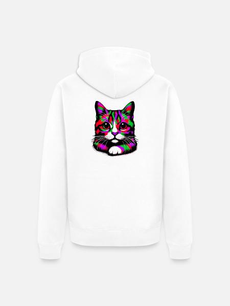 Chat - Veste à capuche bio Premium Unisexe - blanc