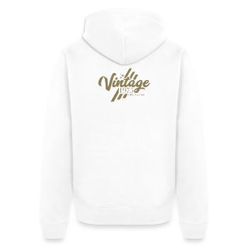 Design rétro vintage anniversaire 1975 - Veste à capuche bio Premium Unisexe - blanc - Dos - Thijin (182cm)