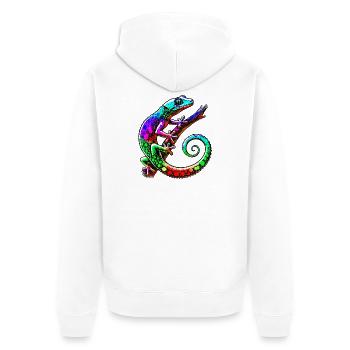 Gecko - Unisex Premium Organic Zip Hoodie - white - Back - Thijin (182cm)