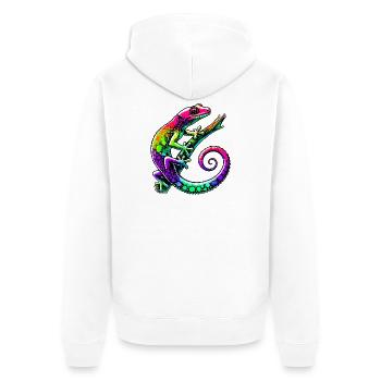 Gecko - Unisex Premium Organic Zip Hoodie - white - Back - Thijin (182cm)