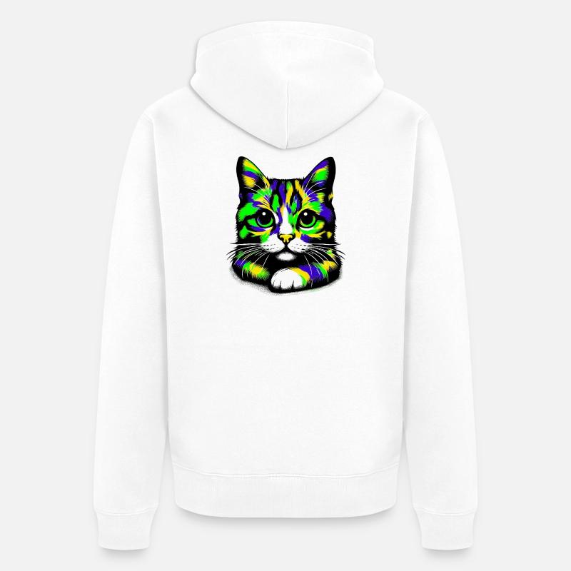 Chat - Veste à capuche bio Premium Unisexe - blanc