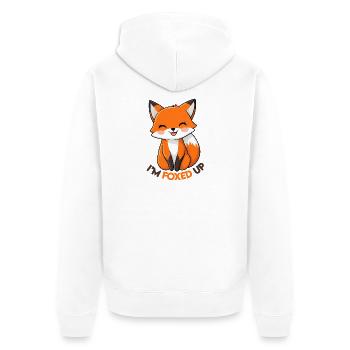 I'm Foxed Up - Cute Cartoon Fox Playful Design - Unisex Premium Organic Zip Hoodie - white - Back - Thijin (182cm)