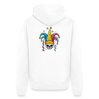 Totenschädel mit Narrenkappe für Karneval - Unisex Premium Bio Zip Hoodie - Weiß - Hinten - Thijin (182cm)