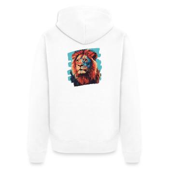 Löwe Retro - Unisex Premium Bio Zip Hoodie - Weiß - Hinten - Thijin (182cm)