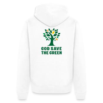 Tag der Erde - Gott schütze das Grün - Unisex Premium Bio Zip Hoodie - Weiß - Hinten - Thijin (182cm)