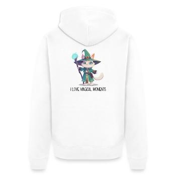 J’adore les moments magiques – Dessin animé Magicien Chat - Veste à capuche bio Premium Unisexe - blanc - Dos - Thijin (182cm)