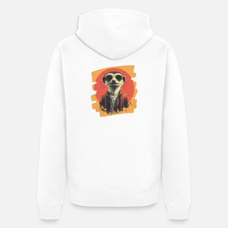 Suricate Rétro - Veste à capuche bio Premium Unisexe - blanc