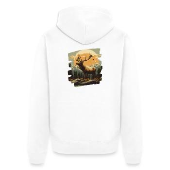 Moose Retro - Unisex Premium Organic Zip Hoodie - white - Back - Thijin (182cm)