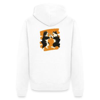 Japanischer Katzen Kampf - Unisex Premium Bio Zip Hoodie - Weiß - Hinten - Thijin (182cm)