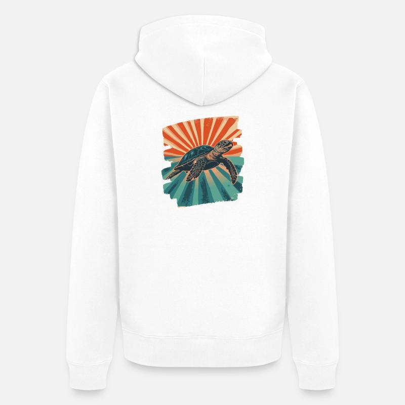 Tortue de mer rétro - Veste à capuche bio Premium Unisexe - blanc