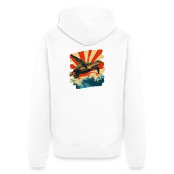 Sea Turtle Retro - Unisex Premium Organic Zip Hoodie - white - Back - Thijin (182cm)