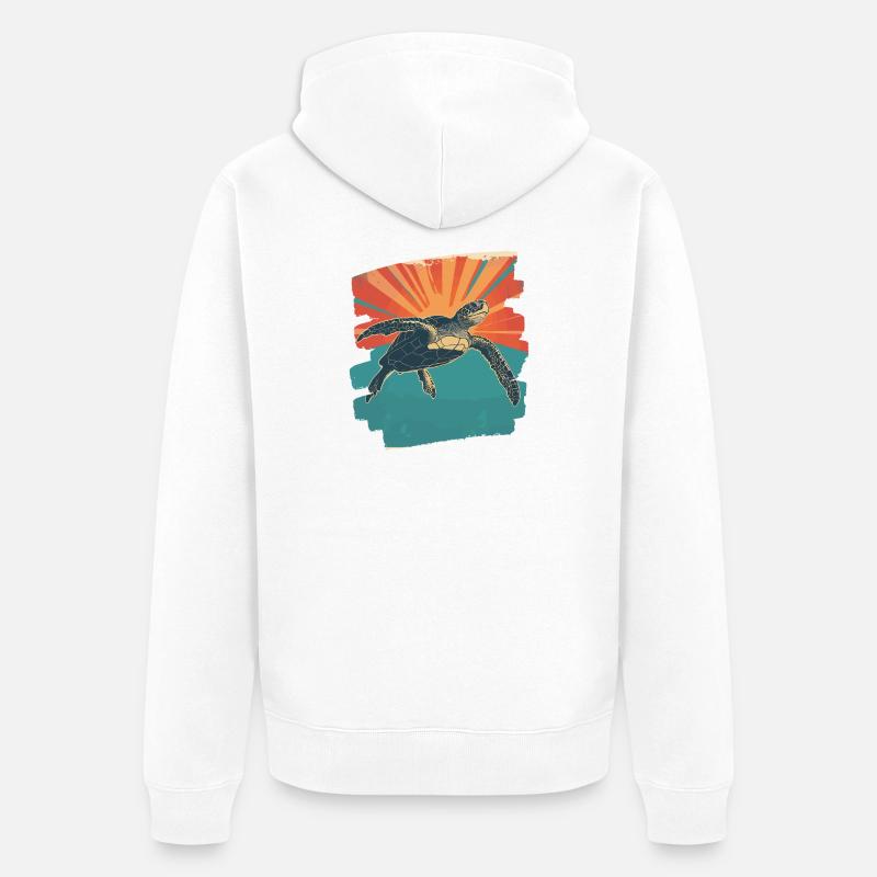 Tortue de mer rétro - Veste à capuche bio Premium Unisexe - blanc