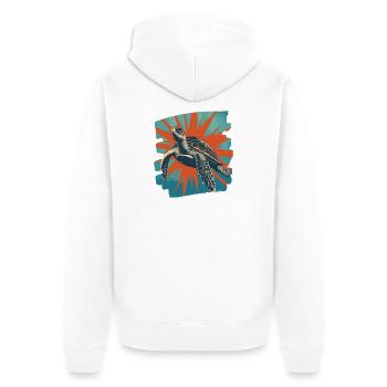 Sea Turtle Retro - Unisex Premium Organic Zip Hoodie - white - Back - Thijin (182cm)