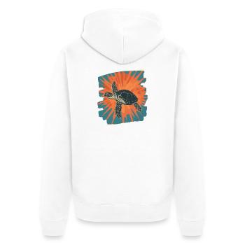 Sea Turtle Retro - Unisex Premium Organic Zip Hoodie - white - Back - Thijin (182cm)