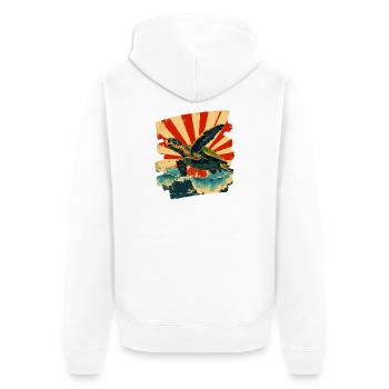 Sea Turtle Retro - Unisex Premium Organic Zip Hoodie - white - Back - Thijin (182cm)