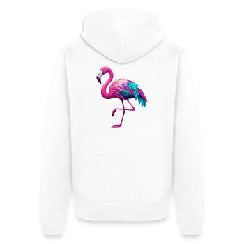Flamingo - Unisex Premium Bio Zip Hoodie - Weiß - Hinten - Thijin (182cm)
