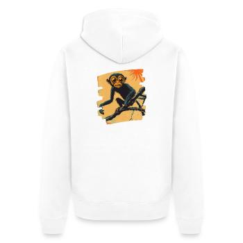 Monkey - Unisex Premium Organic Zip Hoodie - white - Back - Thijin (182cm)