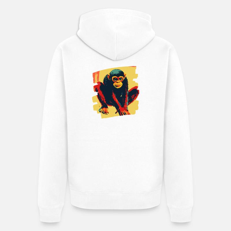 Singe araignée rétro - Veste à capuche bio Premium Unisexe - blanc