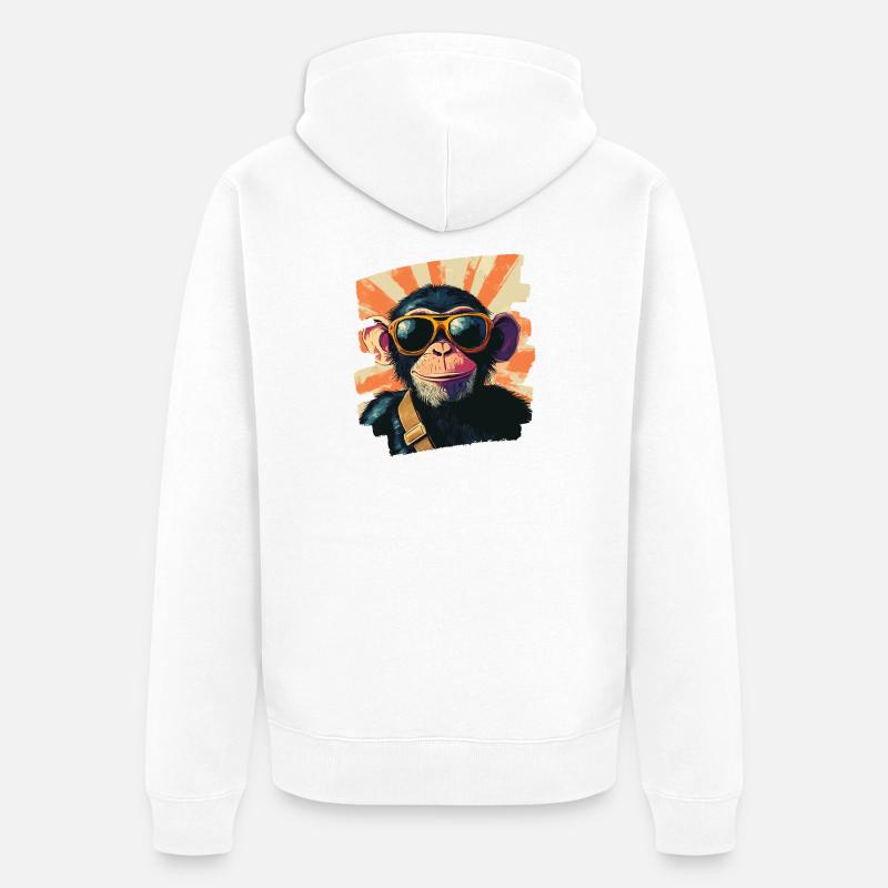 Singe - Veste à capuche bio Premium Unisexe - blanc