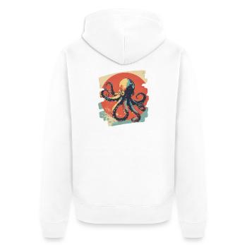 Pieuvre Octopus Rétro - Veste à capuche bio Premium Unisexe - blanc - Dos - Thijin (182cm)