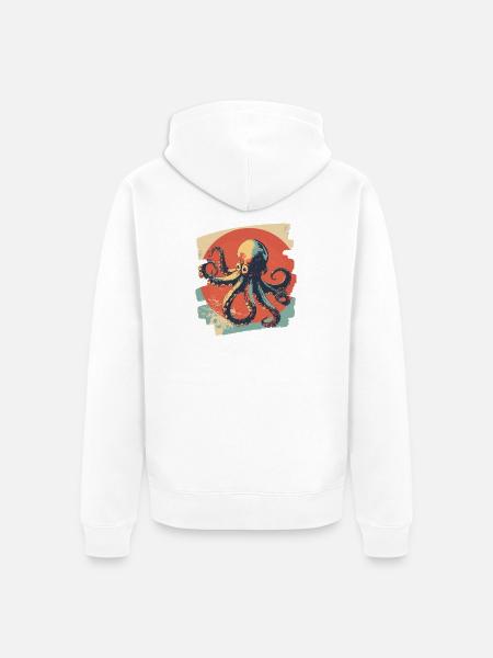 Octopus Octopus Retro - Unisex Premium Organic Zip Hoodie - white