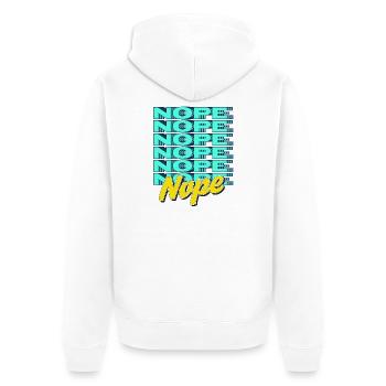 NOPE – Bold & Sassy Statement - Unisex Premium Bio Zip Hoodie - Weiß - Hinten - Thijin (182cm)