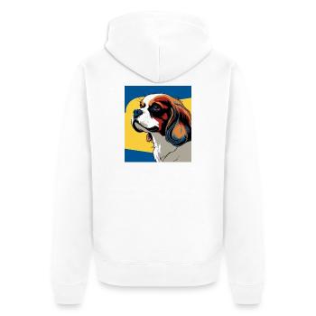 Chien cavalier king charles stylisé pop art - Veste à capuche bio Premium Unisexe - blanc - Dos - Thijin (182cm)